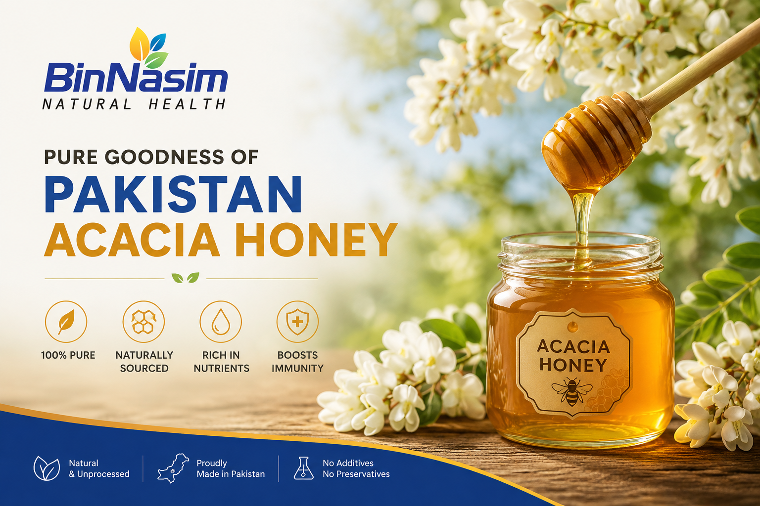 pakistan acacia honey jar of Bin Nasim brand